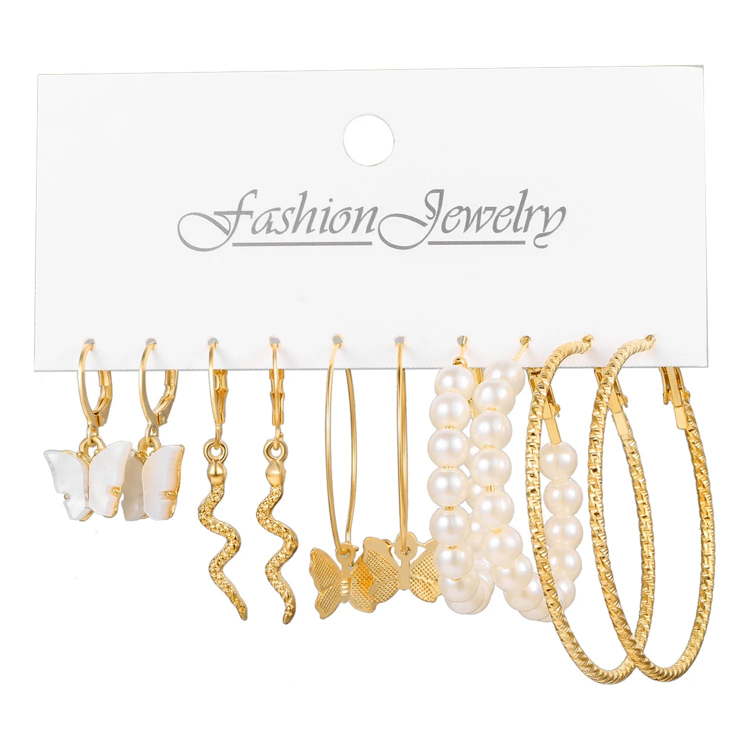 Boho Big Circle Hoop Earring Set for Women Gold Color Bohemia Vintage Pearl Square Earring Heart Zircon Ear Studs Jewelry