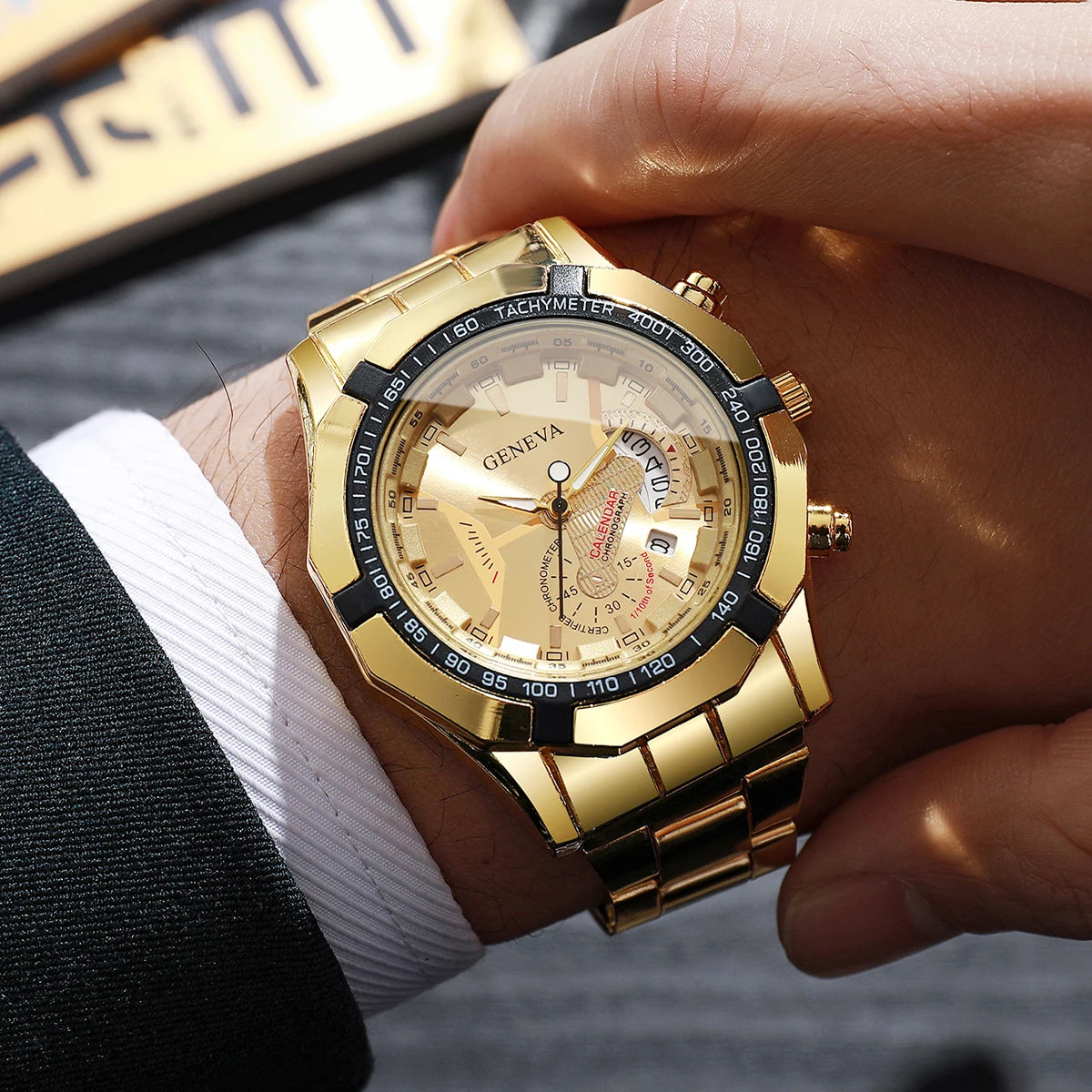 Luxury Large Dial Men Business Watches Fashion Calendar Quartz Watch for Mens Clock Reloj Hombre（Without Box）