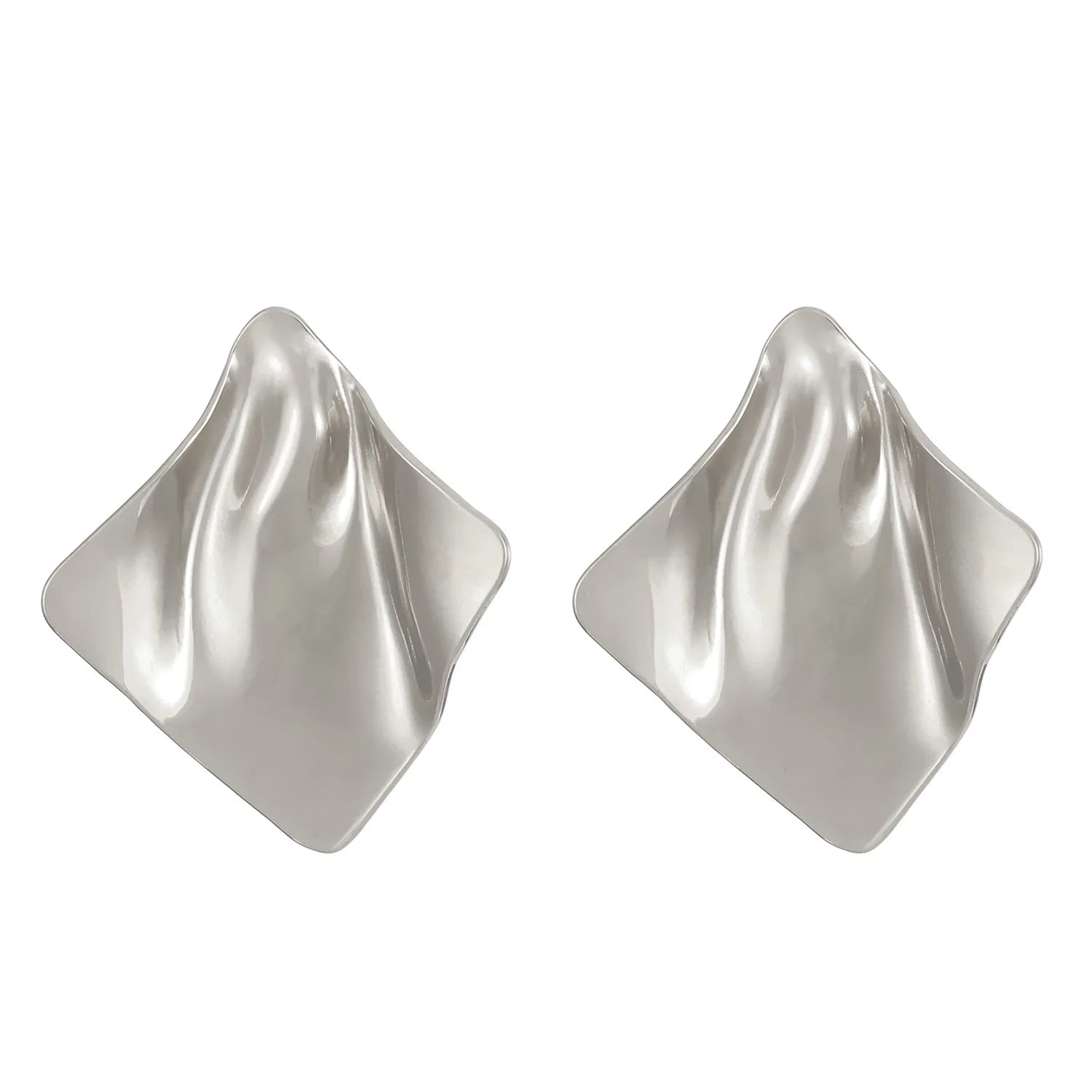 Stainless Steel Pleated Geometric Earrings For Women Jewelry Trending Vintage Women's Smooth Gold Color Stud Earrings