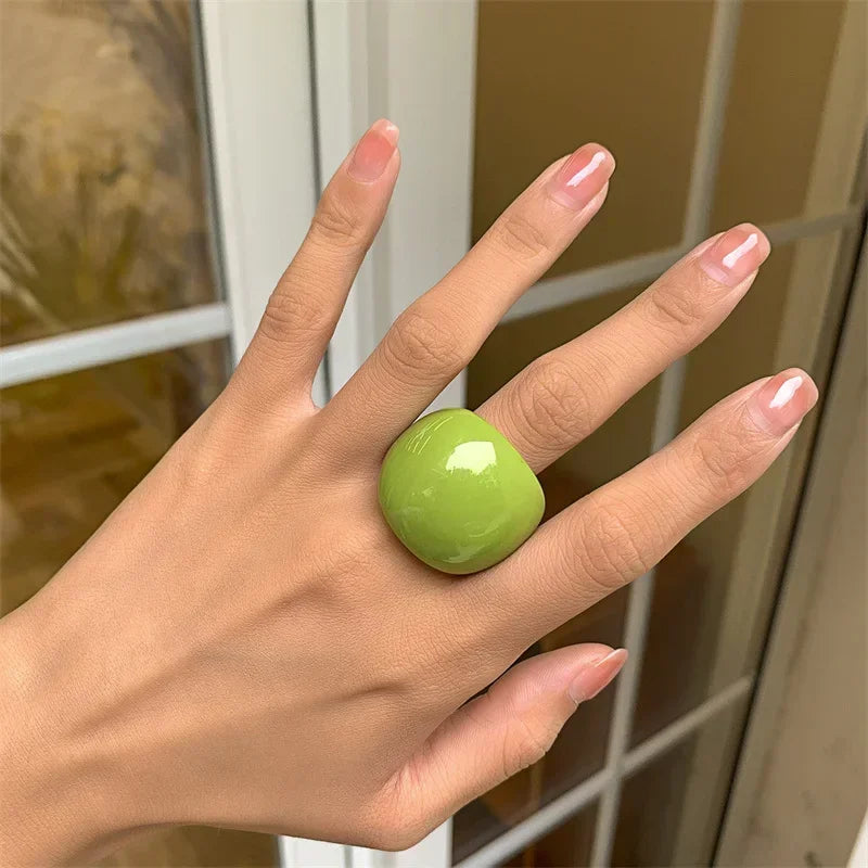 Classic Candy Color Acrylic Ring Exaggerated Geometric Ring Hand Jewelry Wholesale Women Accessories Irregular Rings for Women