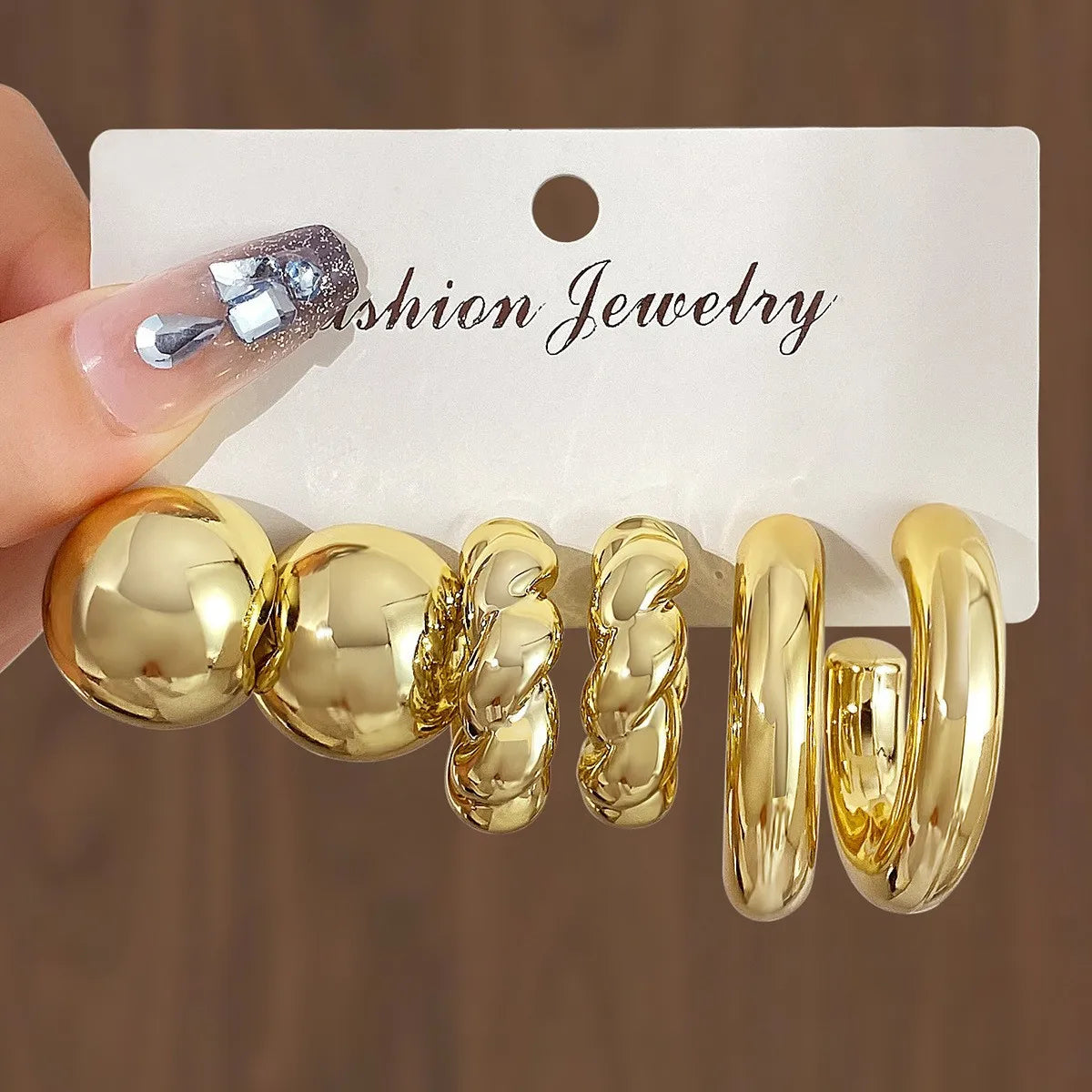 6pcs/set Chunky Gold Plated Vintage Minimalist Smooth Circle Hoop Earring Set for Women Bohemia Fashion Jewelry Gifts