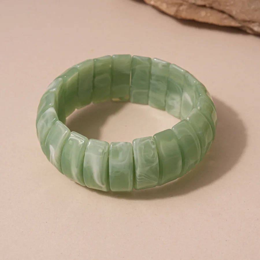 Green Irregular Square Round Wide Bracelets Vintage Resin Acrylic Smudging Bangles Bracelets for Women Girl Jewelry Gifts
