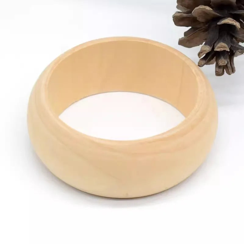 Women Elegant Natural Wood Square DIY Bracelet Coffee Girl Jewelry Ladies Gift Geometric Wooden Bangles For Women