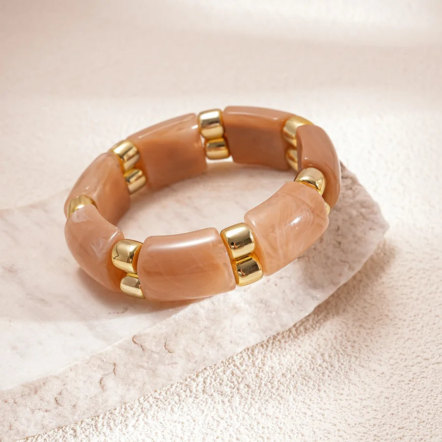 Pink Resin Acrylic Smudging Bangle for Women 2025 New Fashion Round Wide Stacked Bracelets Hand Jewelry Gifts Wholesale
