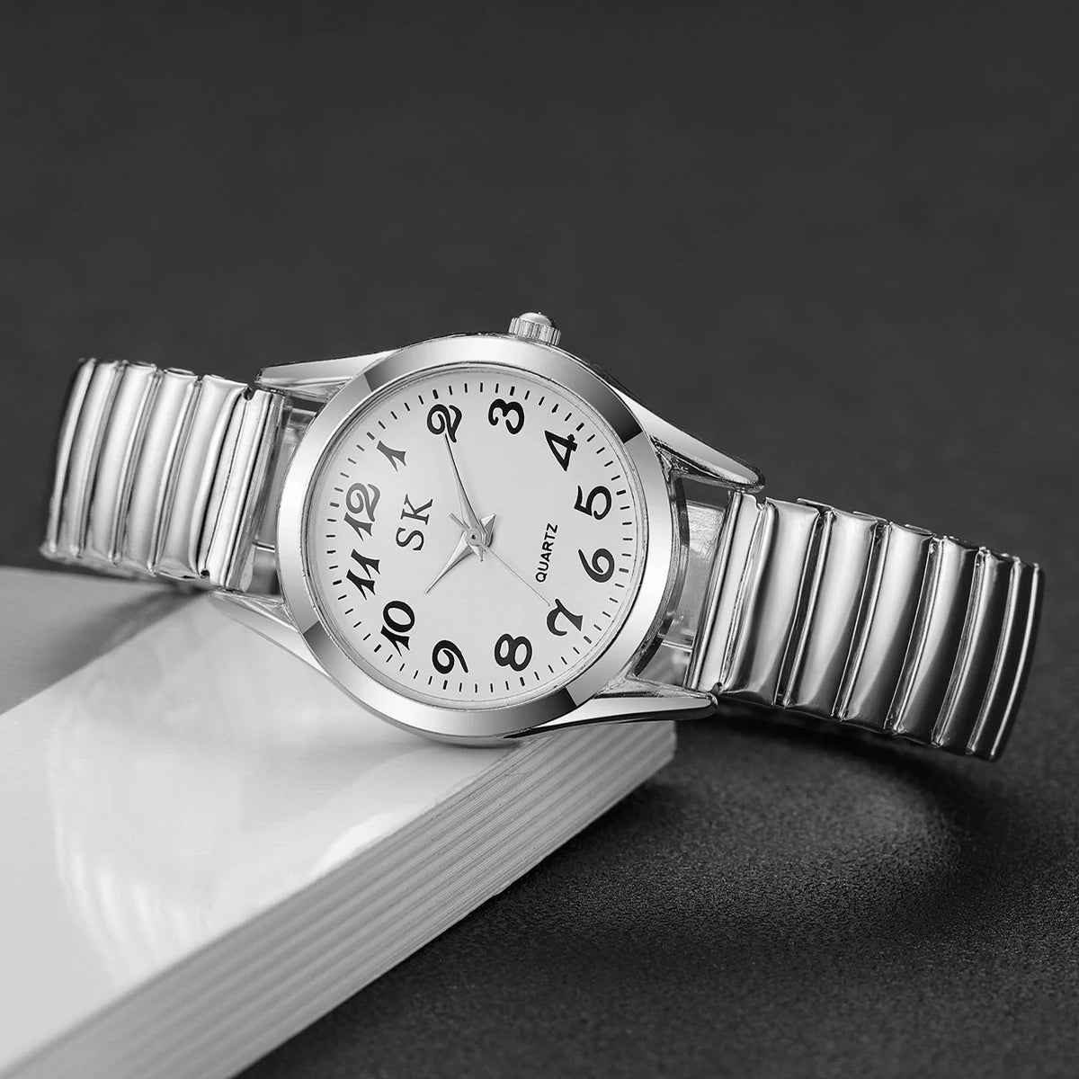 Elegant Small Dial Women Watches Fashion Elastic Strap Quartz Watch Reloj Mujer（Without Box）