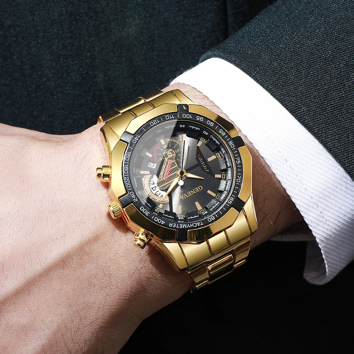 Luxury Large Dial Men Business Watches Fashion Calendar Quartz Watch for Mens Clock Reloj Hombre（Without Box）