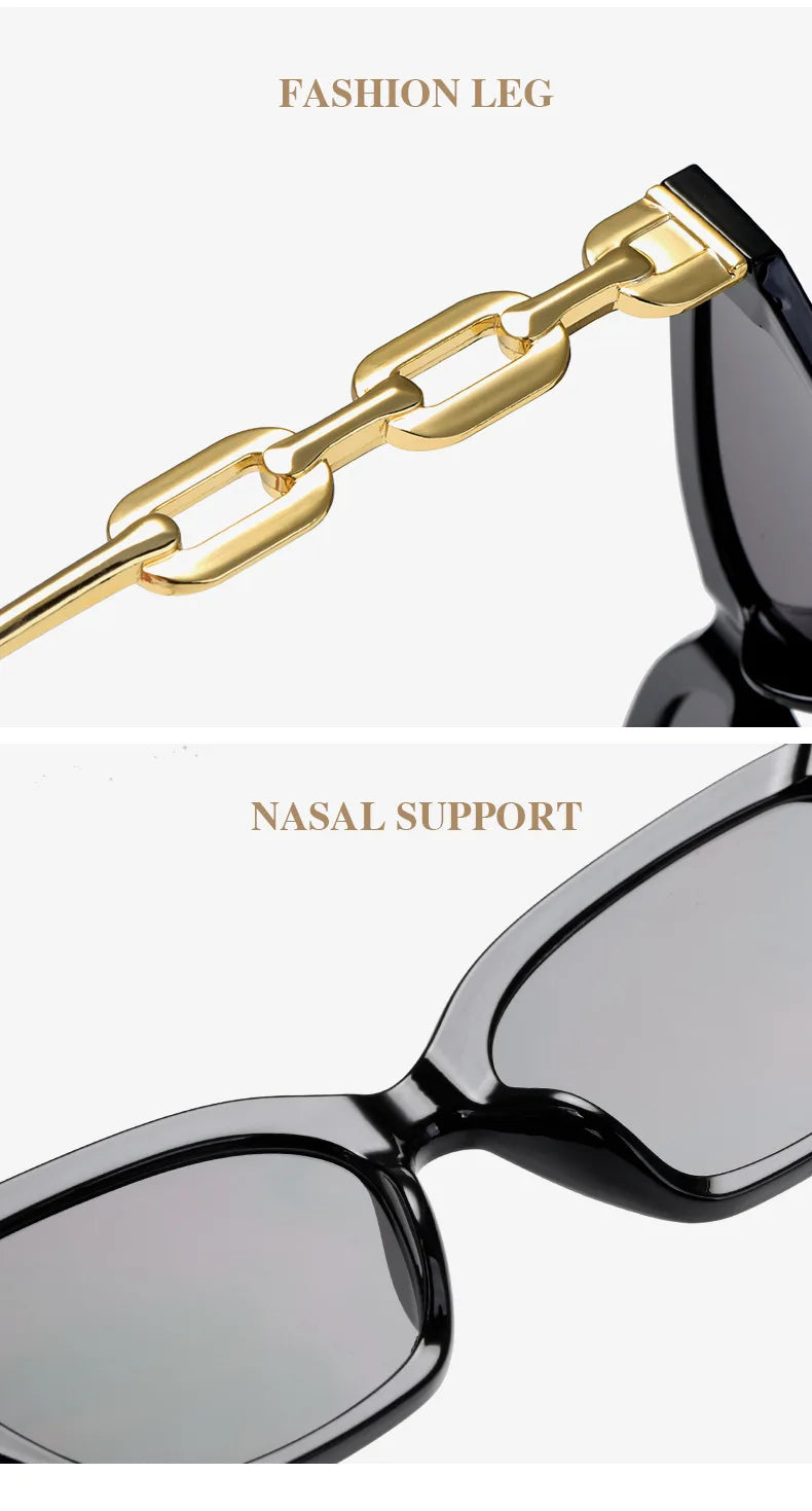 Cat Eye Sunglasses 2025 New Fashion Women Vintage Brand Designer Glasses Black Sun Glasses Female  Golden Eyewear Sun Protection