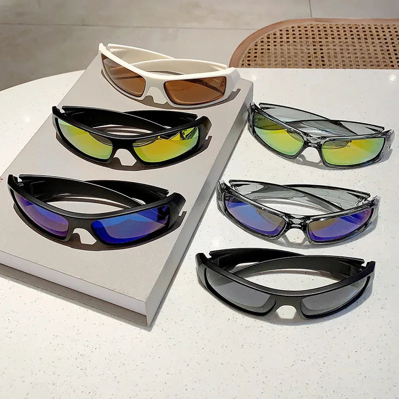 Trendy Designed Cycling Oval Sunglasses Women Men Outdoor Cycling Sports UV400 Sunglass Vintage Hip Hop Punk Sun Glasses