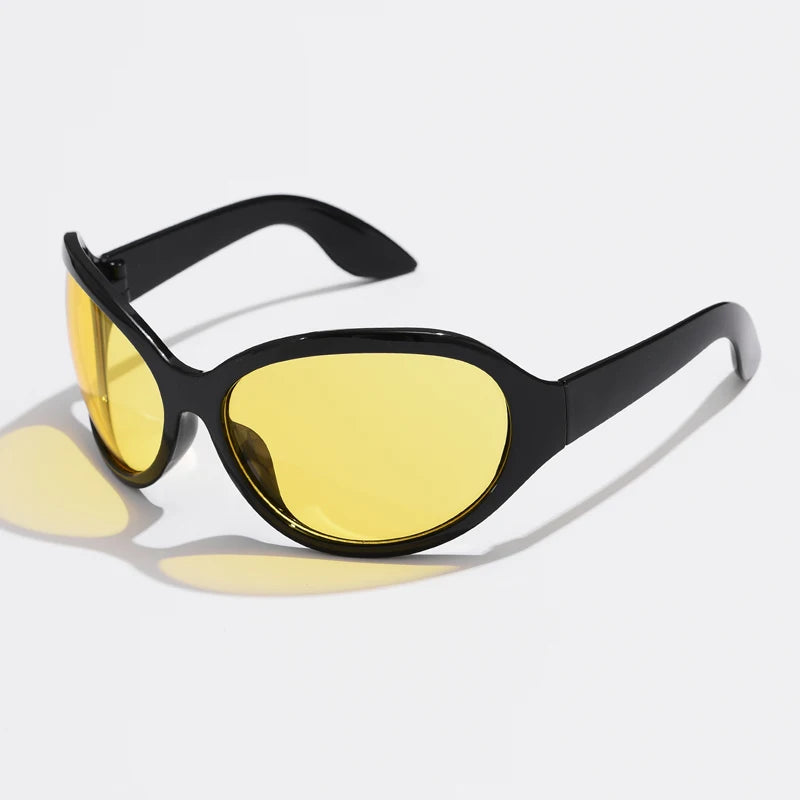 Cycling Fashion Y2K Punk Sunglasses Goggle New Women Men Oval Sports Sun Glasses Female Oversized Colorful Lens Eyewear UV400