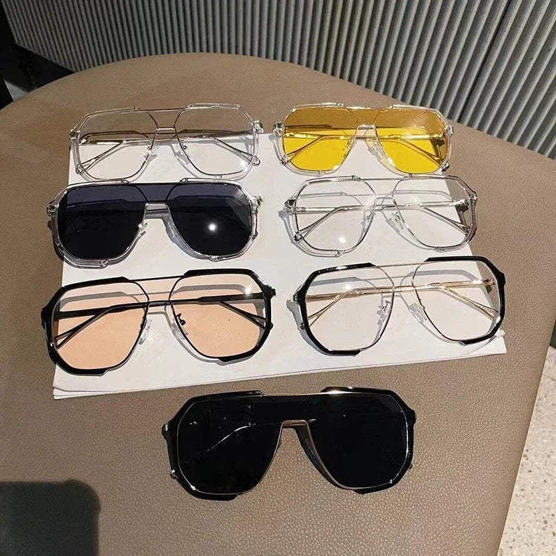 Women One-Piece Fashion Sunglasses New Unique Oversized Sun Glasses for Men Punk Glasses Trending Female Eyewear UV400
