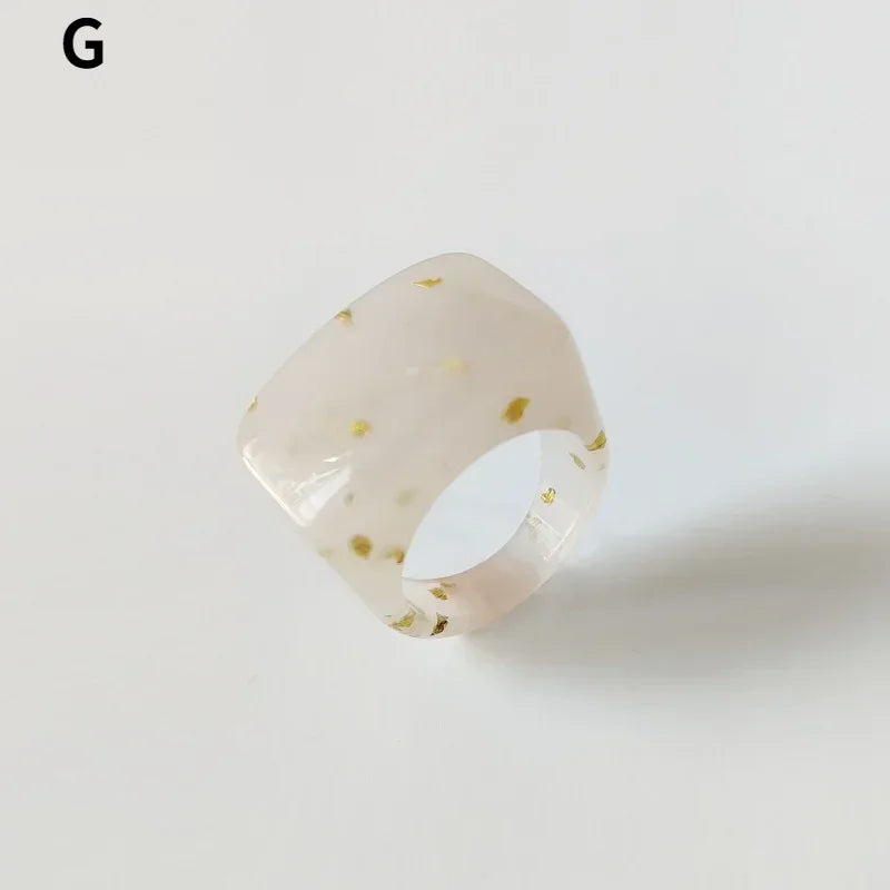 Fashion Creative Resin Acrylic Ring Vintage Simple Geometric Square Finger Rings for Women Jewelry
