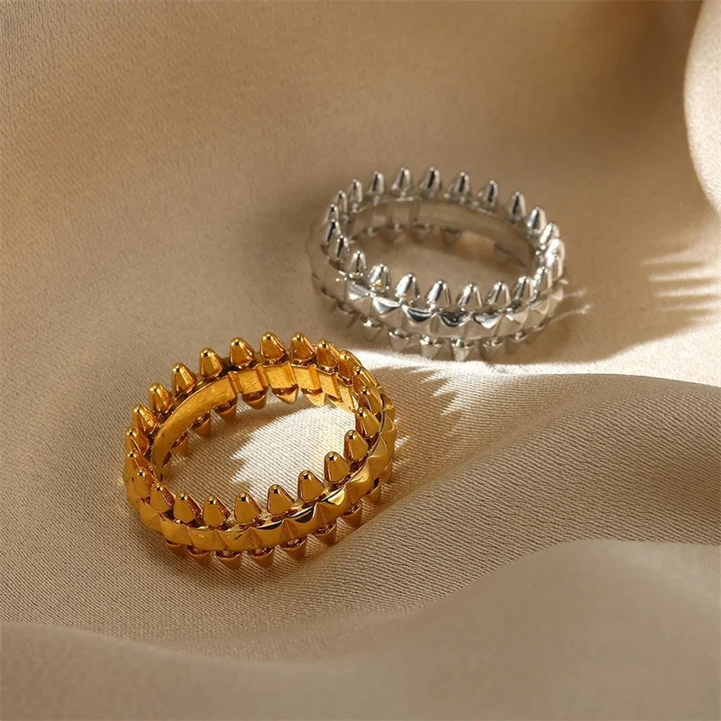 Vintage Stainless Steel Bullet Rings for Women Gold Color Geometric Rings Punk Jewelry Hip Hop Party Jewelry Gifts Anillos