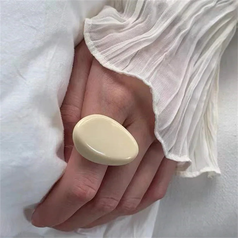 Vintage Wide Large Chunky Rings for Women Crystal Resin Autumn Winter Geometric Irregular Stacking Wear Jewelry New