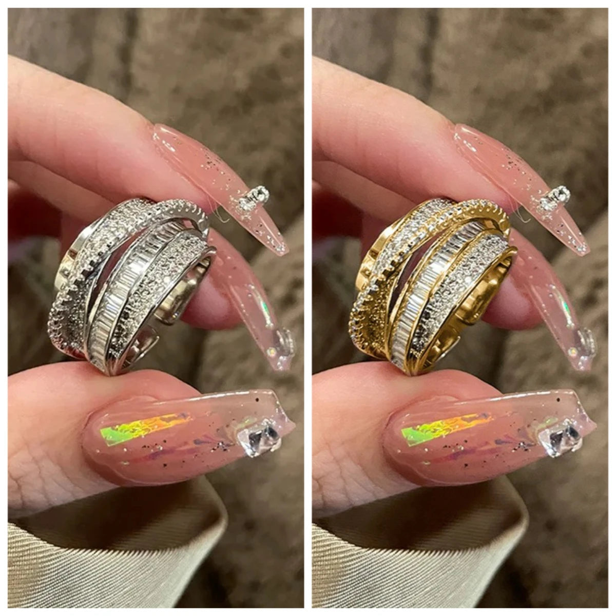 Irregular Pleated Ring for Women Open Adjustable Rings Wide Trendy Finger Rings Y2K Accessories Fashion Jewelry