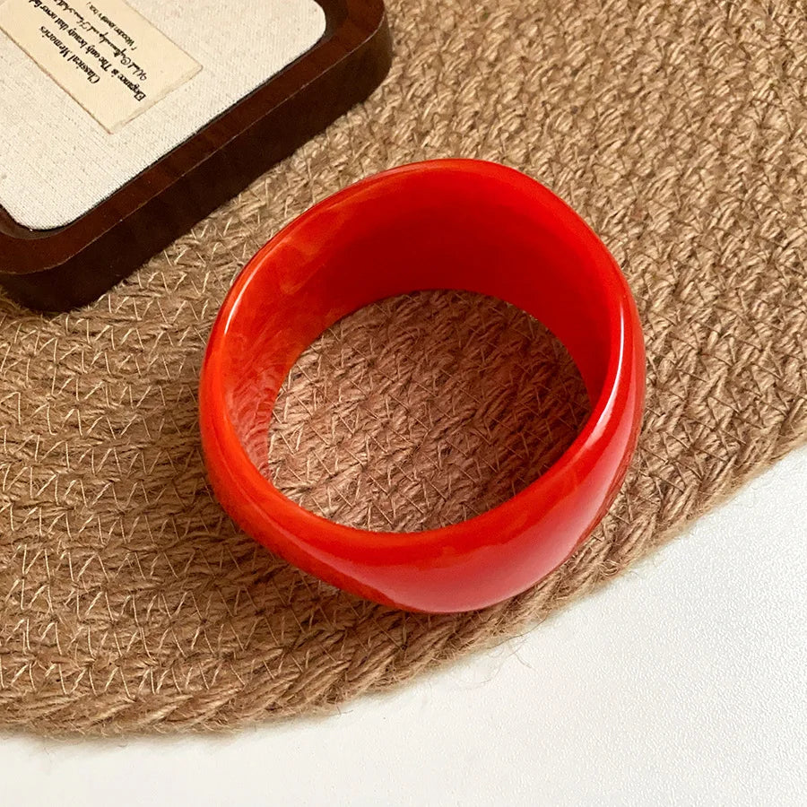 Vintage Smudging Bangle Geometric Wide Chunky Bracelets for Women Personality Acrylic Bracelet Hand Jewelry