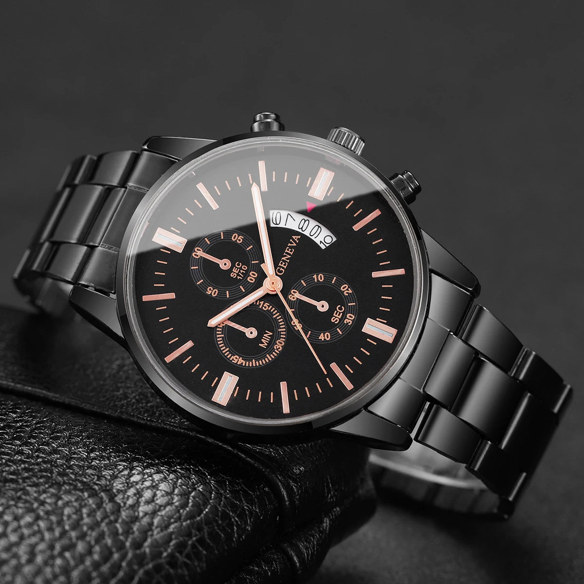 2PCS/Set Fashion Men Business Watches Male Calendar Quartz Watch Bracelet Set Relogio Masculino