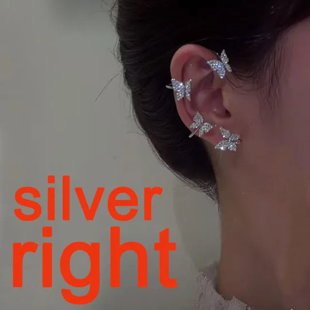 Gold Color Ear Bone Clip For Women Sweet Exquisite Sparkling Crystal Star Ear Cuff Clip Earring Wedding Jewelry Accessories Gift