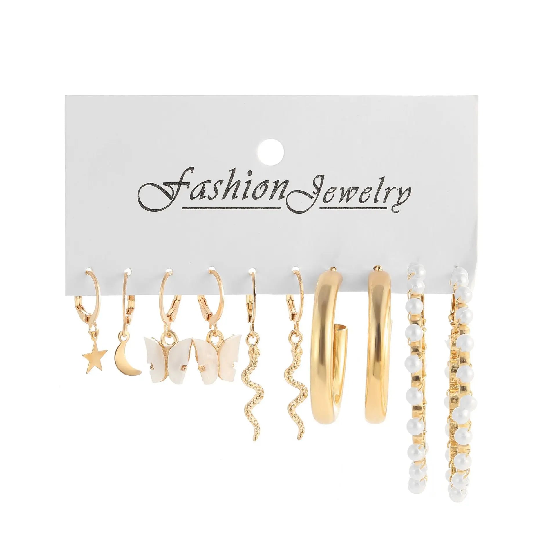 Boho Big Circle Hoop Earring Set for Women Gold Color Bohemia Vintage Pearl Square Earring Heart Zircon Ear Studs Jewelry