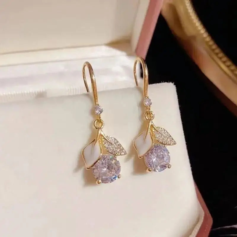 Silver Needle Fashion Square Zircon Drop Earrings For Women Jewelry 2025 Trending New Luxury Women's Crystal Earrings