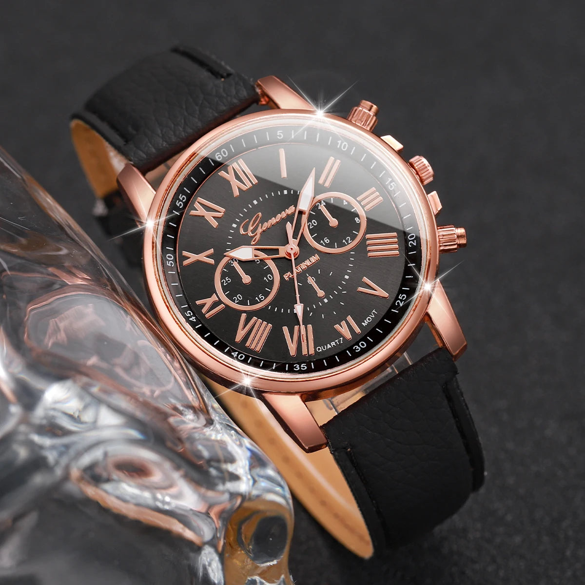 10PCS Women Watches Set Fashion Roma Dial Ladies Quartz Watch Casual Leather Band Wristwatches Relogio Feminino Reloj Mujer