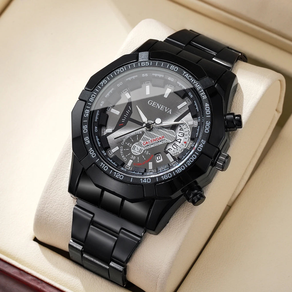Luxury Large Dial Men Business Watches Fashion Calendar Quartz Watch for Mens Clock Reloj Hombre（Without Box）