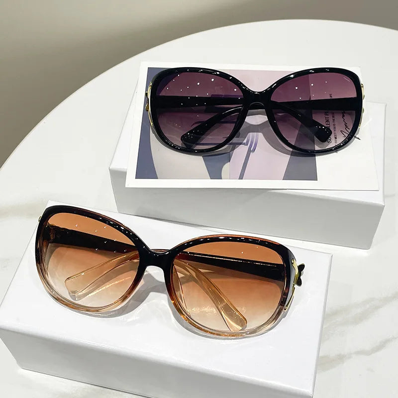 New Women's Brand Oval Shape Sunglasses Women Designer Sun Glasses Fashion Classic Big Frame Glass Shades UV400 Oculos De Sol
