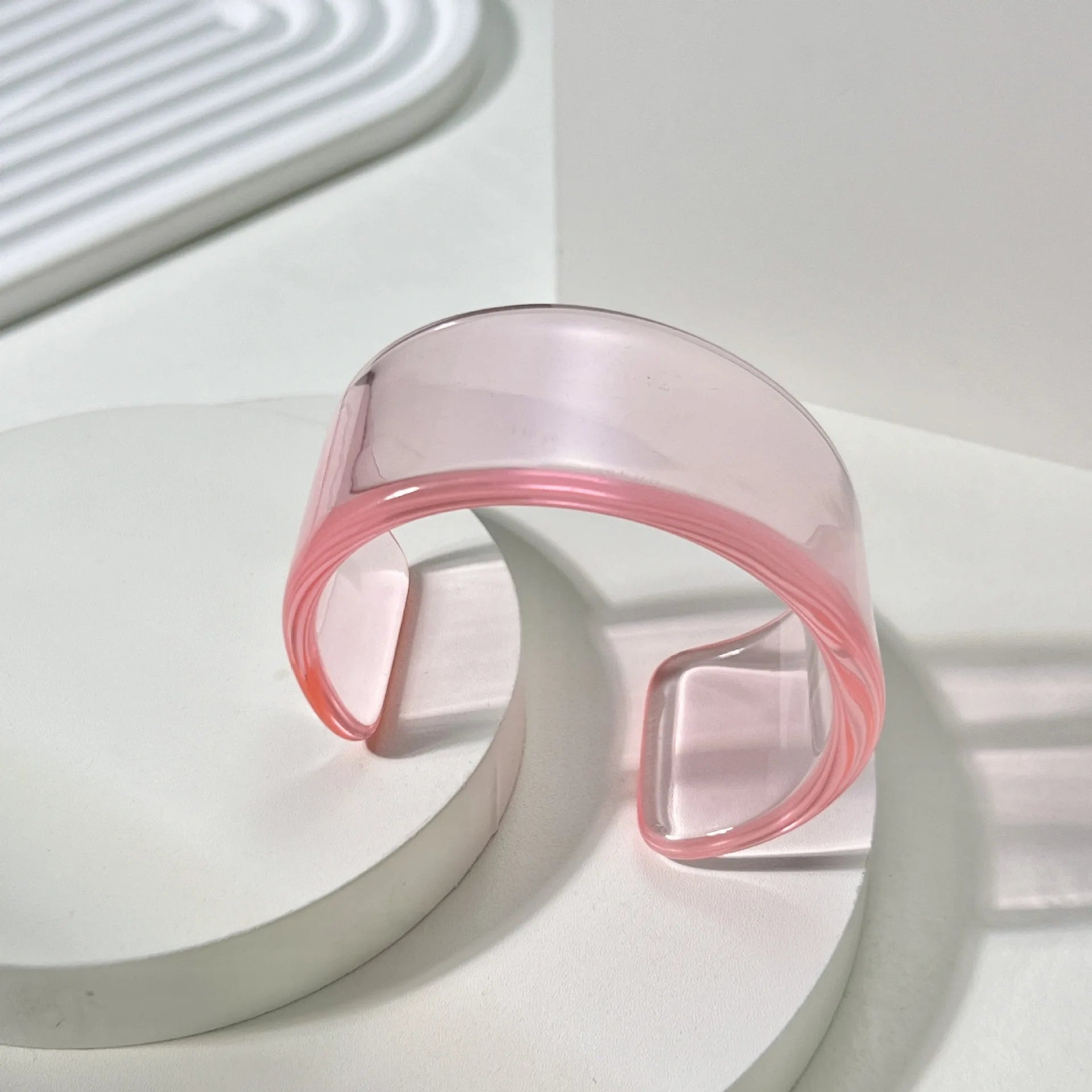 New Transparent Acrylic Resin Open Bangle Bracelet for Women Geometric Retro Wide Bracelet for Girls Hand Jewelry