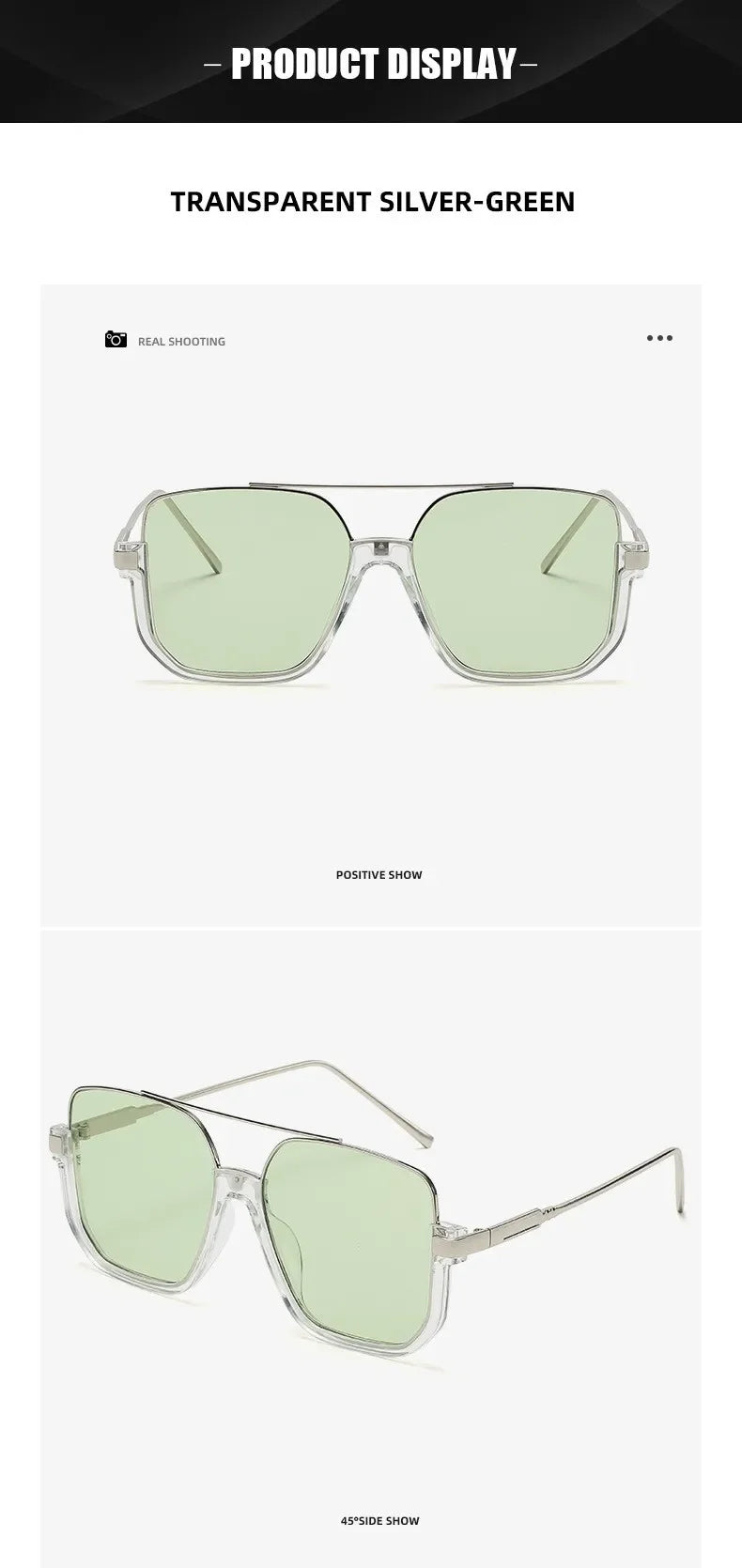 Vintage Oversized Sunglasses Fashion Men Women Square Shades Eyewear Trendy Ins Popular Brand Design UV400 Sun Glasses