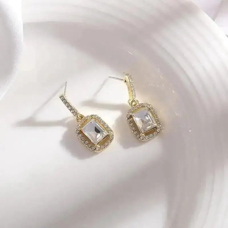 Silver Needle Fashion Purple Crystal Heart Drop Earrings For Women Jewelry 2025 Trending New Luxury Women's Earrings