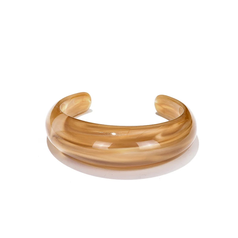 Fashion Exaggerated Opening Acrylic Bracelets for Women Simple Blended Jelly Colored Curved Cuff Bangle Female Jewelry
