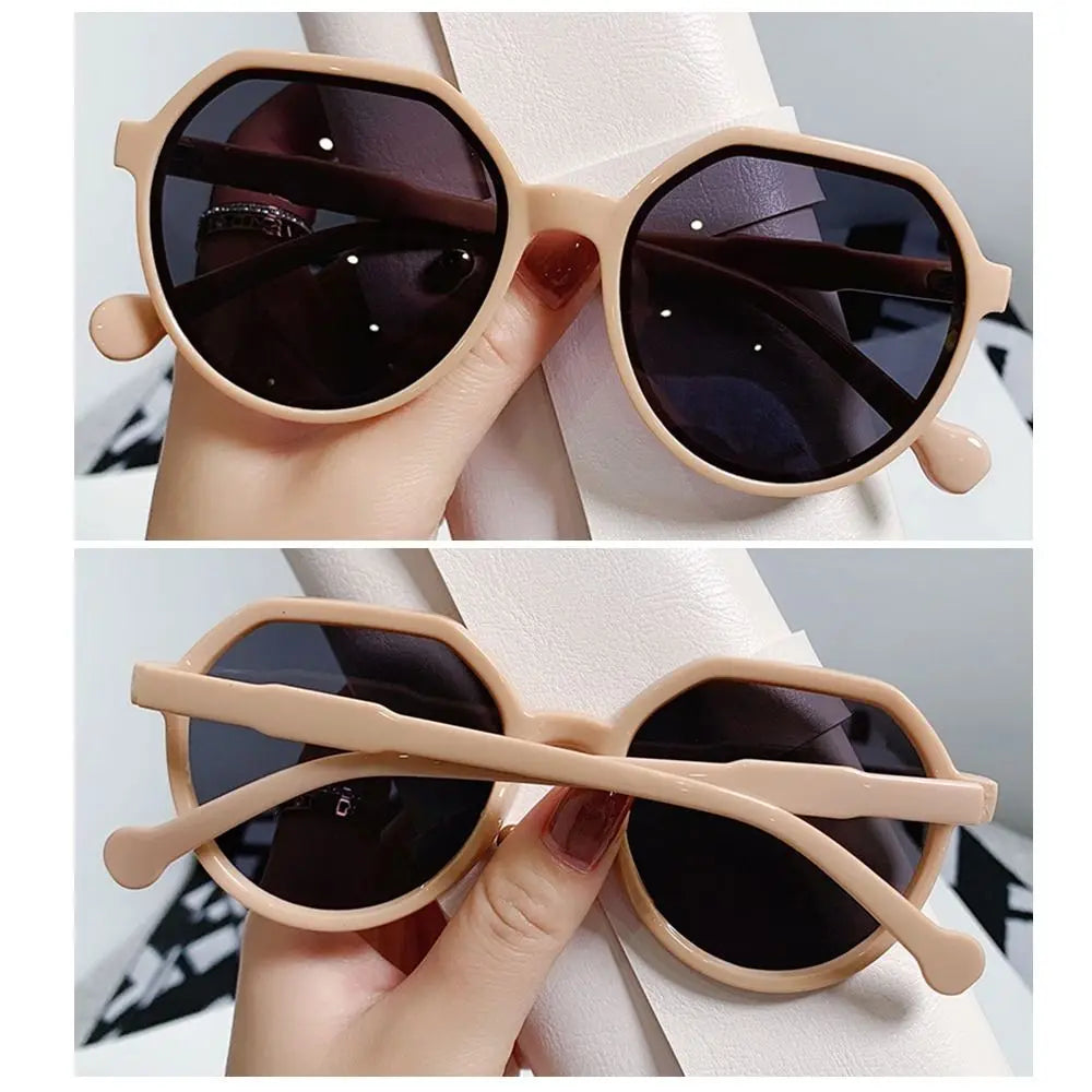 Trendy Jelly Women's Sunglasses Unique Popular Round Frame Sun Glasses Beige UV Protection Eyewear for Women & Men