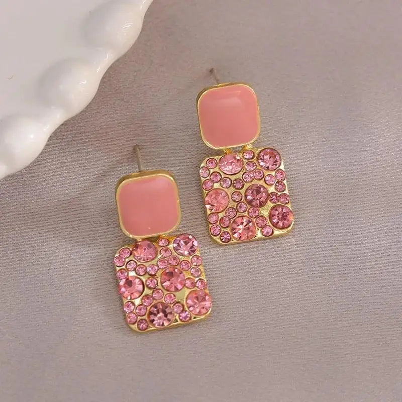 Silver Needle Fashion Square Zircon Drop Earrings For Women Jewelry 2025 Trending New Luxury Women's Crystal Earrings