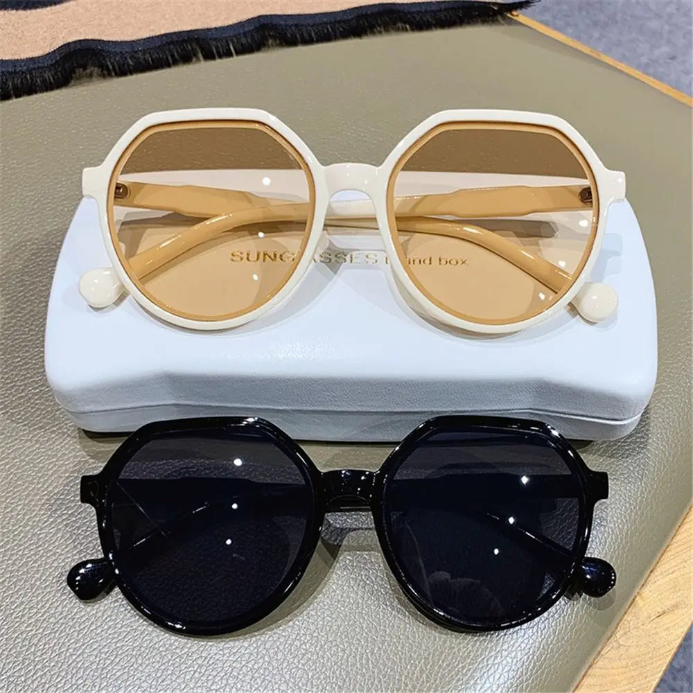 Trendy Jelly Women's Sunglasses Unique Popular Round Frame Sun Glasses Beige UV Protection Eyewear for Women & Men