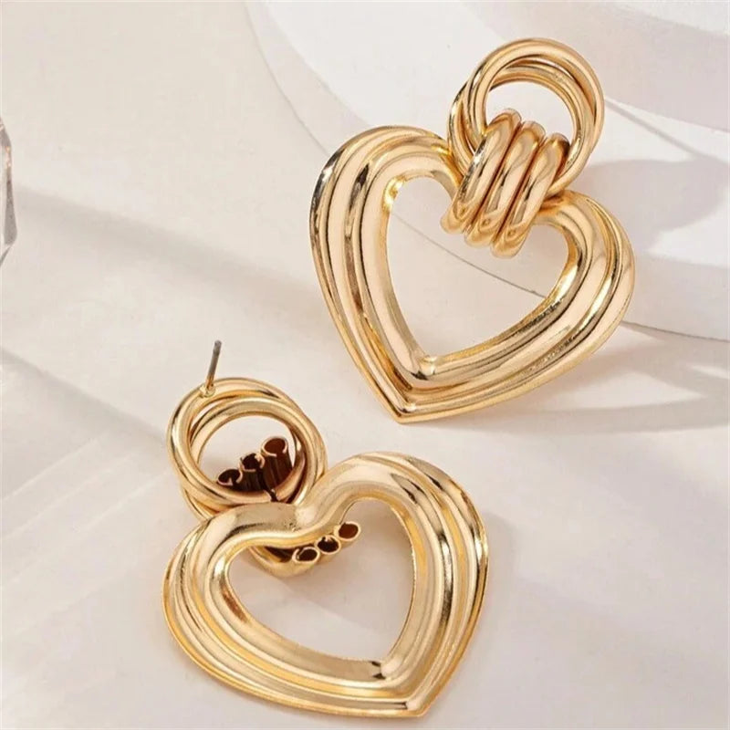 Vintage Heart Star Zircon Drop Dangle Earrings For Women Girl Luxury Fashion New Jewelry Ladies Gift Party