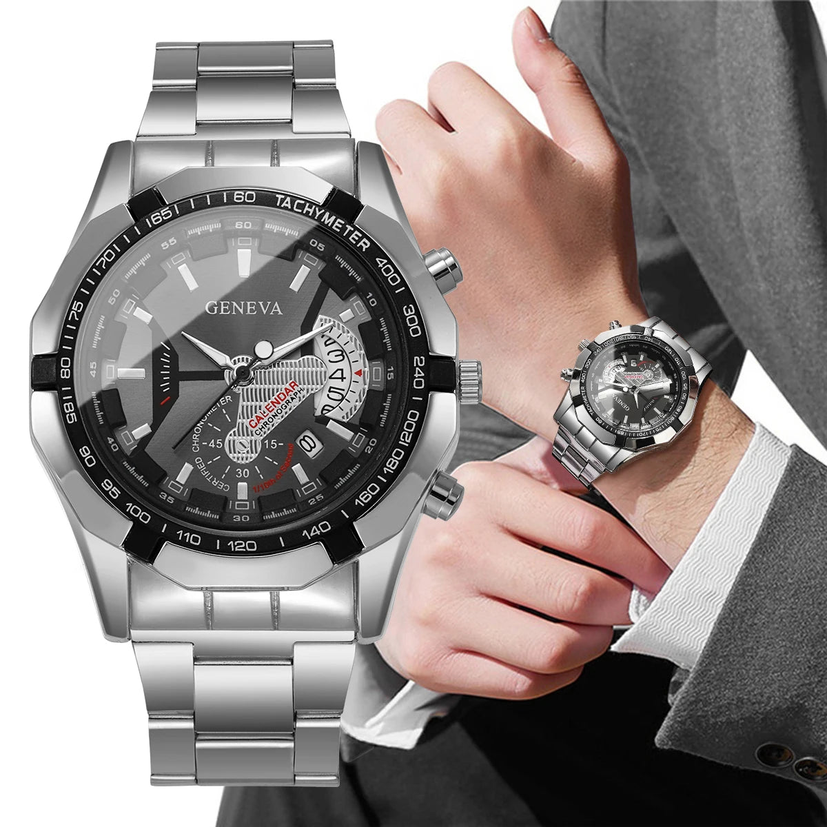 Luxury Large Dial Men Business Watches Fashion Calendar Quartz Watch for Mens Clock Reloj Hombre（Without Box）