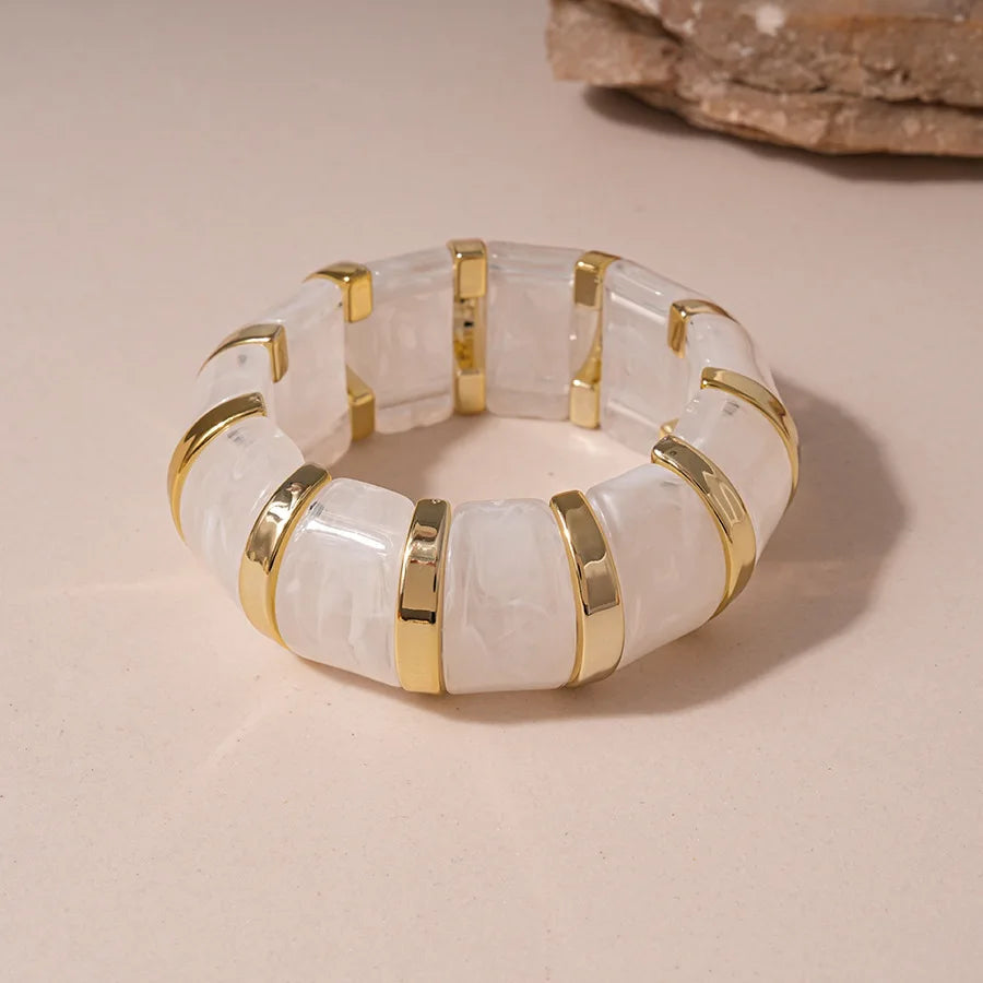 White Transparent Resin Bracelet Bangles for Women Irregular Geometric Round Wide Stacking Bracelets Hand Jewelry New In