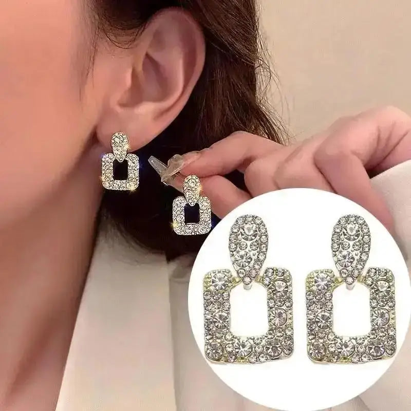 Silver Needle Fashion Purple Crystal Heart Drop Earrings For Women Jewelry 2025 Trending New Luxury Women's Earrings