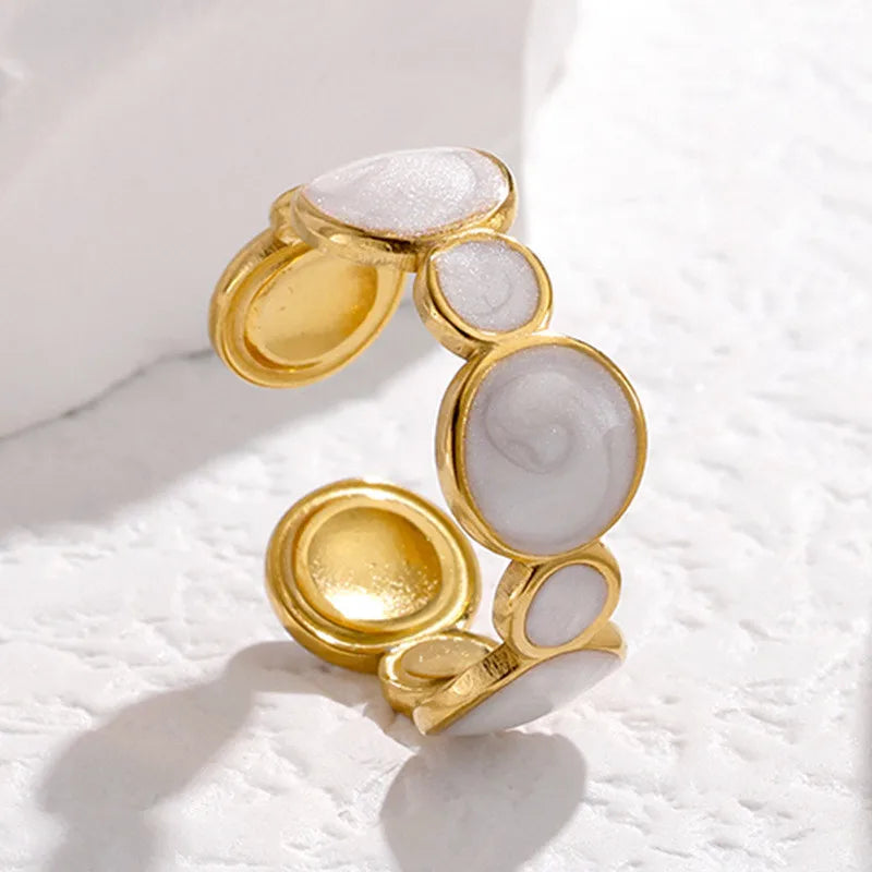 Seabeach Gold Color Starfish Conch Ring for Women New Fashion Large Pearl Shell Finger Rings Jewelry Summer Personality Gifts
