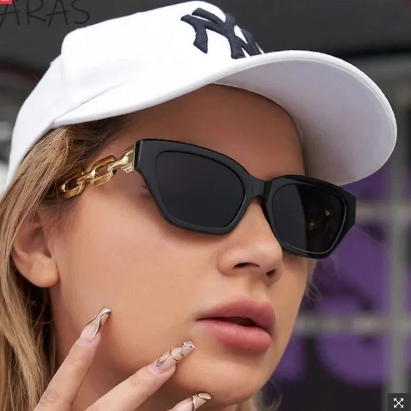 Cat Eye Sunglasses 2025 New Fashion Women Vintage Brand Designer Glasses Black Sun Glasses Female  Golden Eyewear Sun Protection