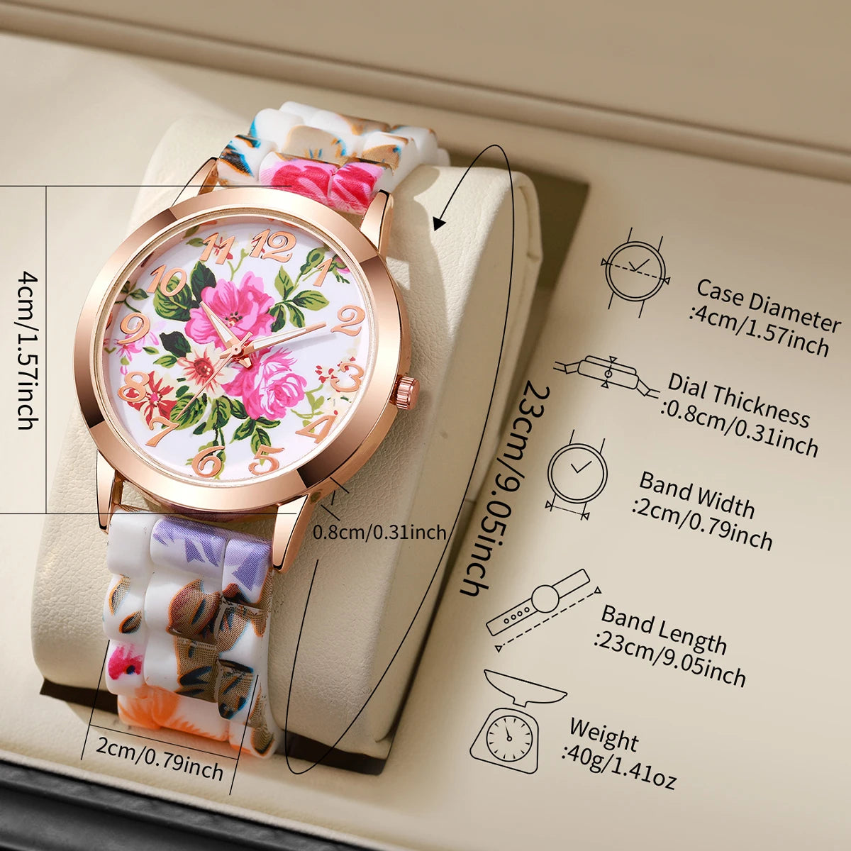 2/3/4/5PCS Fashion Flowers Printed Women Watches Casual Silicone Band Female Quartz Watch Relogio Feminino（Without Box）