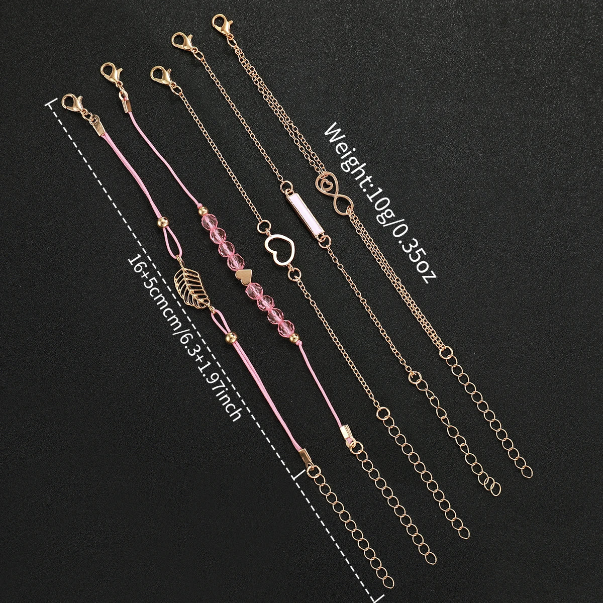 6pcs/set Women Fashion PU Leather Band Rose Dial Quartz Watch with Pink Bracelet Set (Box not included）