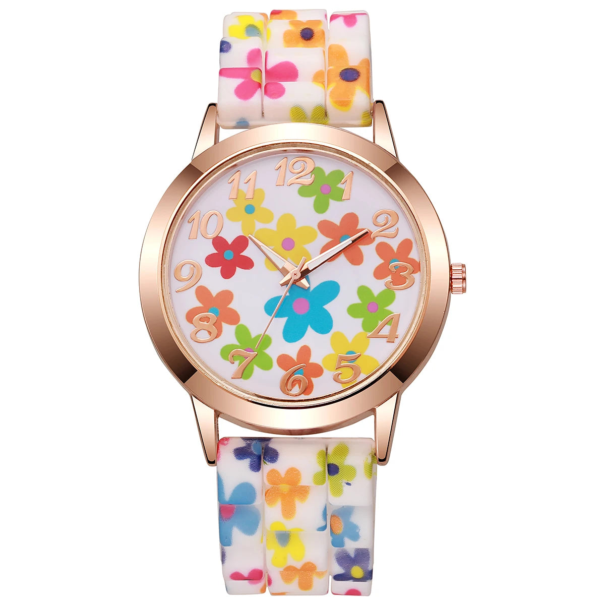 2/3/4/5PCS Fashion Flowers Printed Women Watches Casual Silicone Band Female Quartz Watch Relogio Feminino（Without Box）