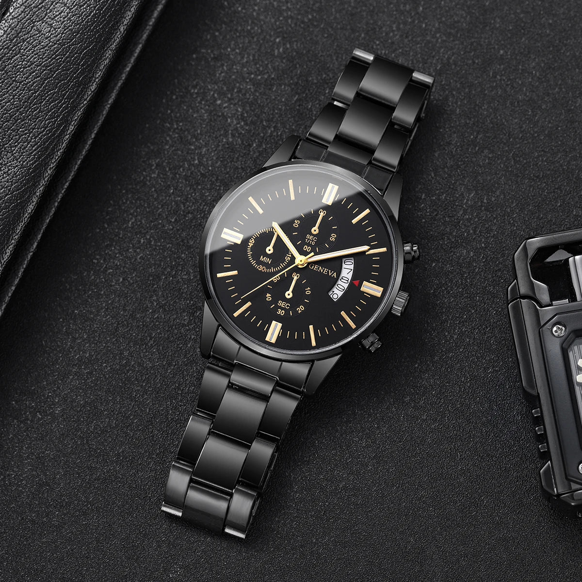 2PCS/Set Fashion Men Business Watches Male Calendar Quartz Watch Bracelet Set Relogio Masculino