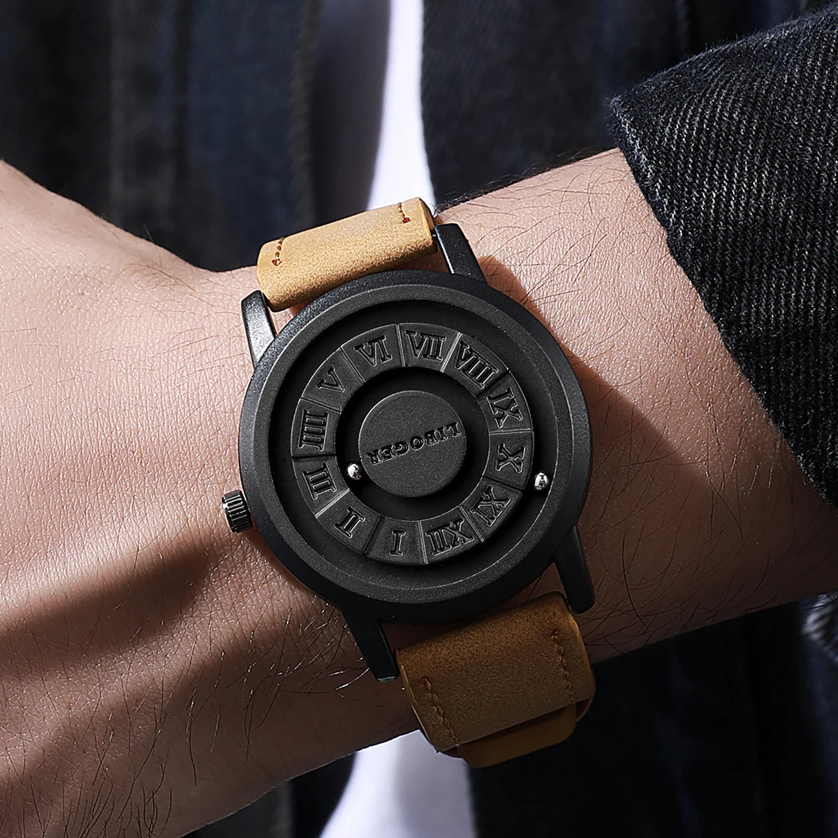 Fashion Magnetic Suspension Men Watches Casual Sports Roma Dial Wristwatches For Mens Clock（Without Box）