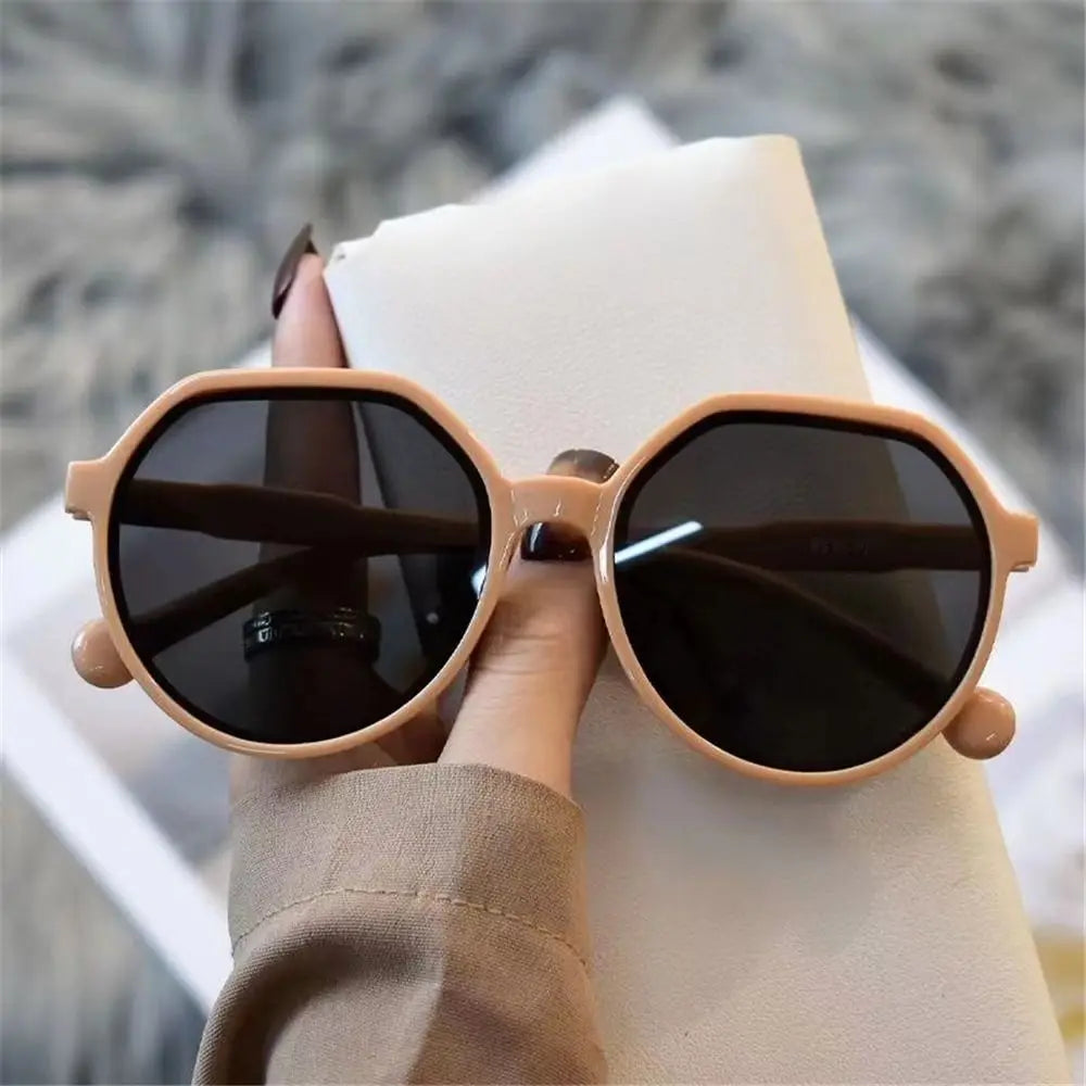 Trendy Jelly Women's Sunglasses Unique Popular Round Frame Sun Glasses Beige UV Protection Eyewear for Women & Men