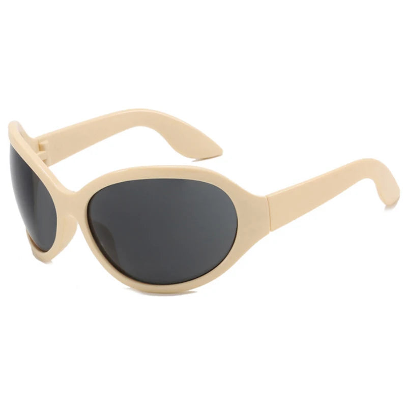 Cycling Fashion Y2K Punk Sunglasses Goggle New Women Men Oval Sports Sun Glasses Female Oversized Colorful Lens Eyewear UV400