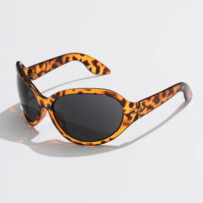 Cycling Fashion Y2K Punk Sunglasses Goggle New Women Men Oval Sports Sun Glasses Female Oversized Colorful Lens Eyewear UV400