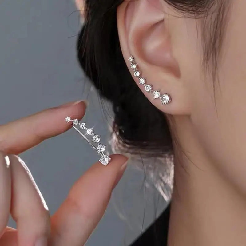 Fashion Seven Star Zircon Earrings For Women Jewelry 2025 Trending New Luxury Women's Crystal Stars Stud Earrings Gifts