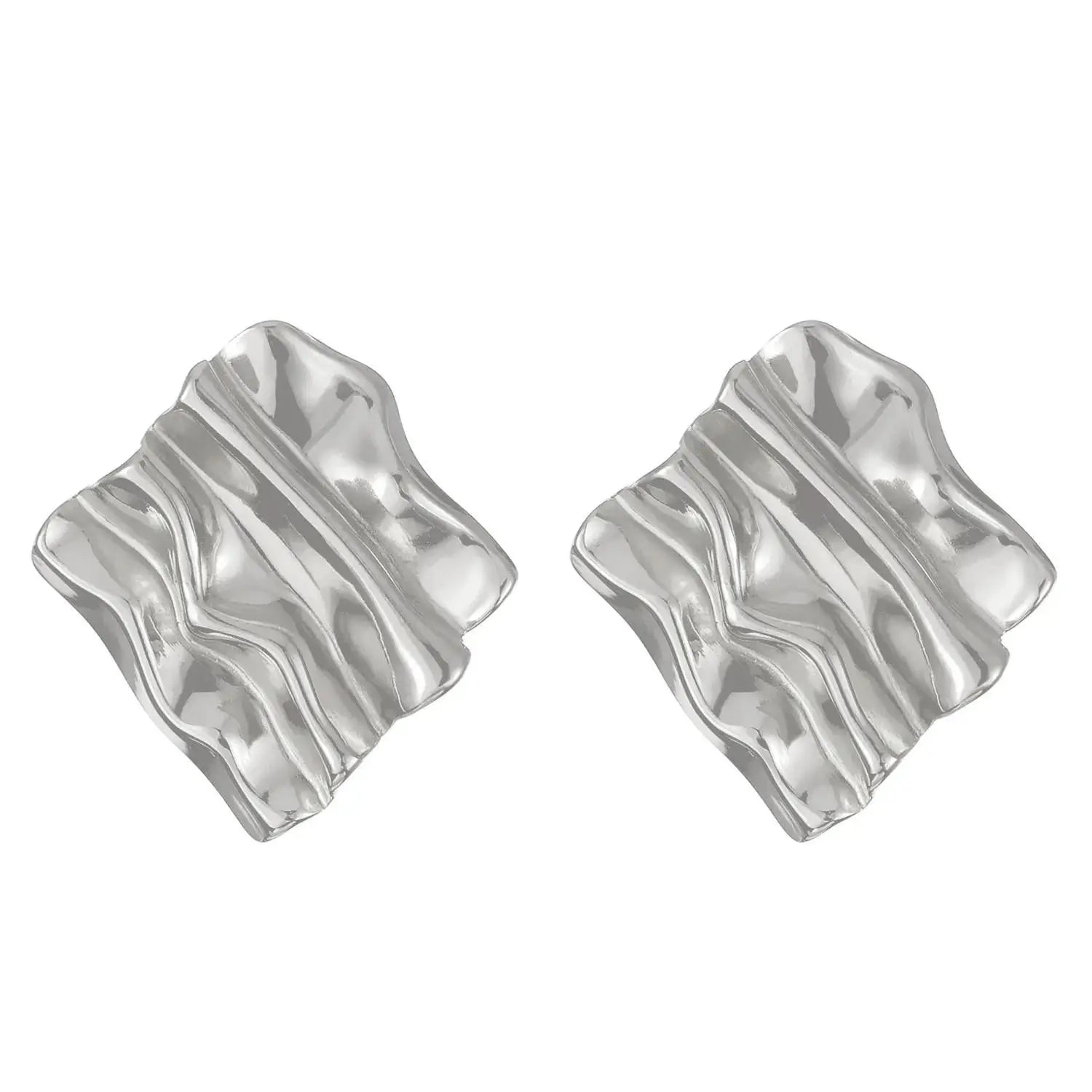 Stainless Steel Pleated Geometric Earrings For Women Jewelry Trending Vintage Women's Smooth Gold Color Stud Earrings
