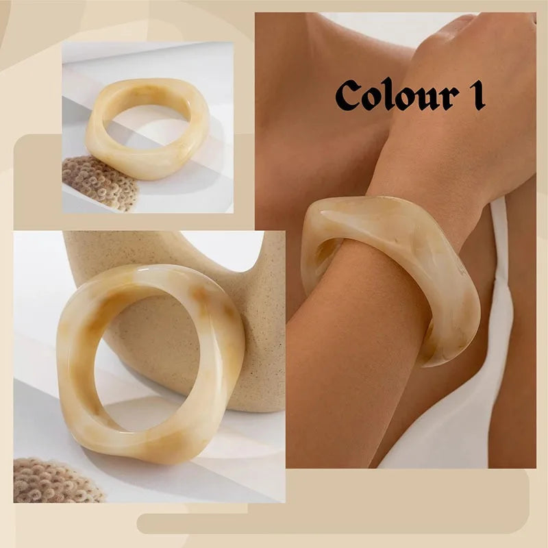 Exaggerated Resin Acrylic Bracelets Bangles for Women on Hand Irregular Geometric Bracelets Personality Hand Jewelry